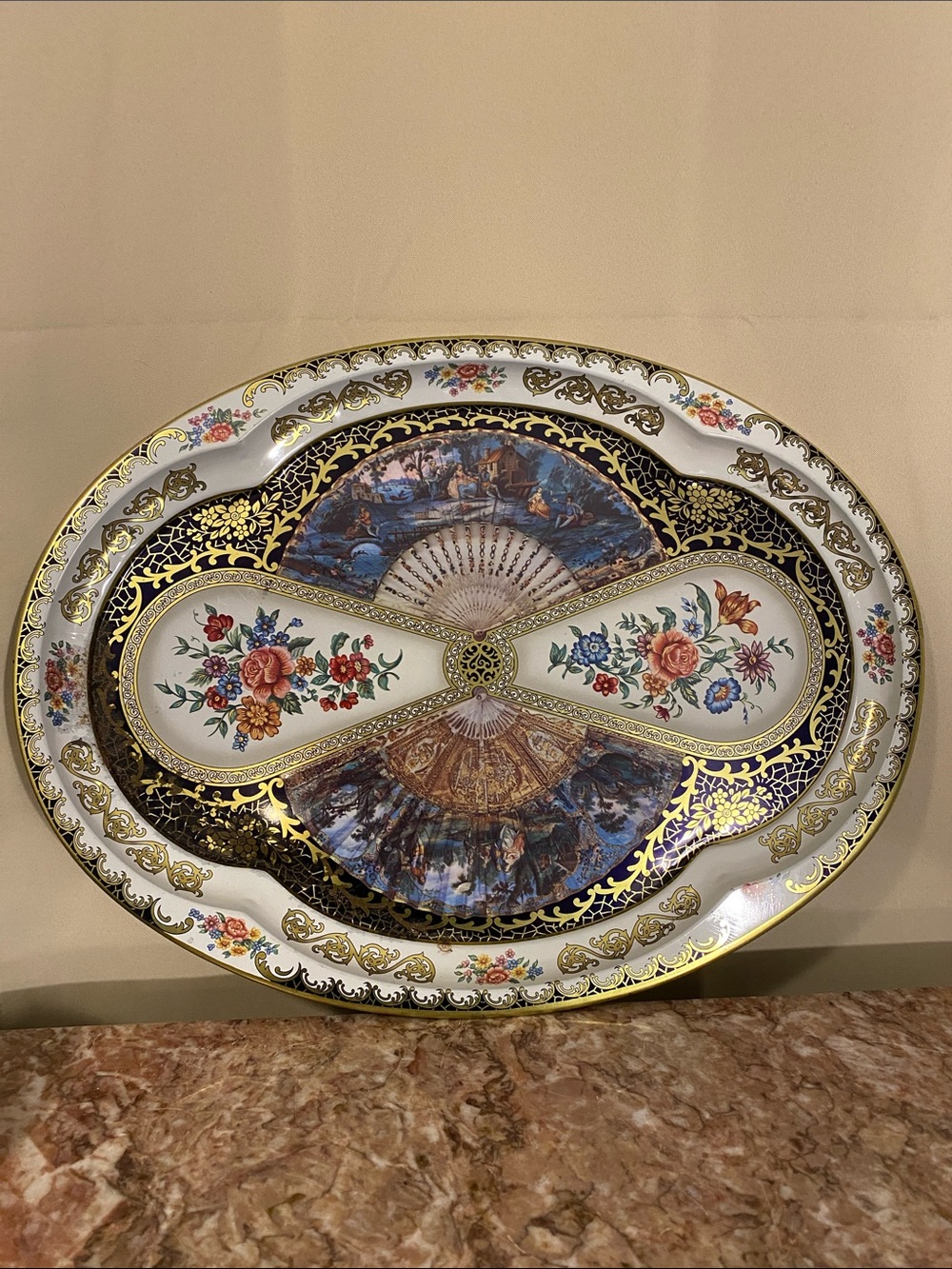 Vintage Daher 1971 decorated ware Serving Metal Tray made in England